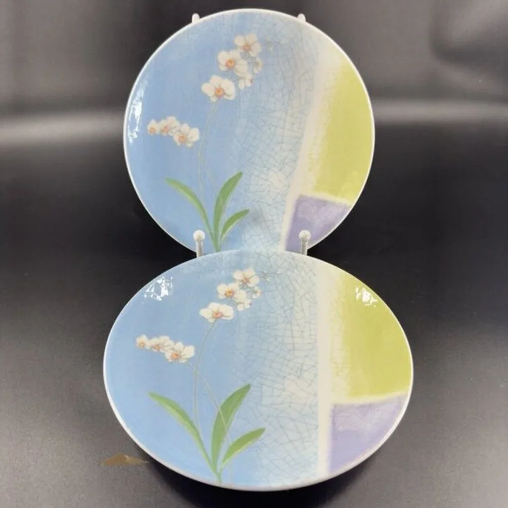 Saint James by Hankook Super‎ Strong Porcelain Dish Plate Set 2 Floral Pattern